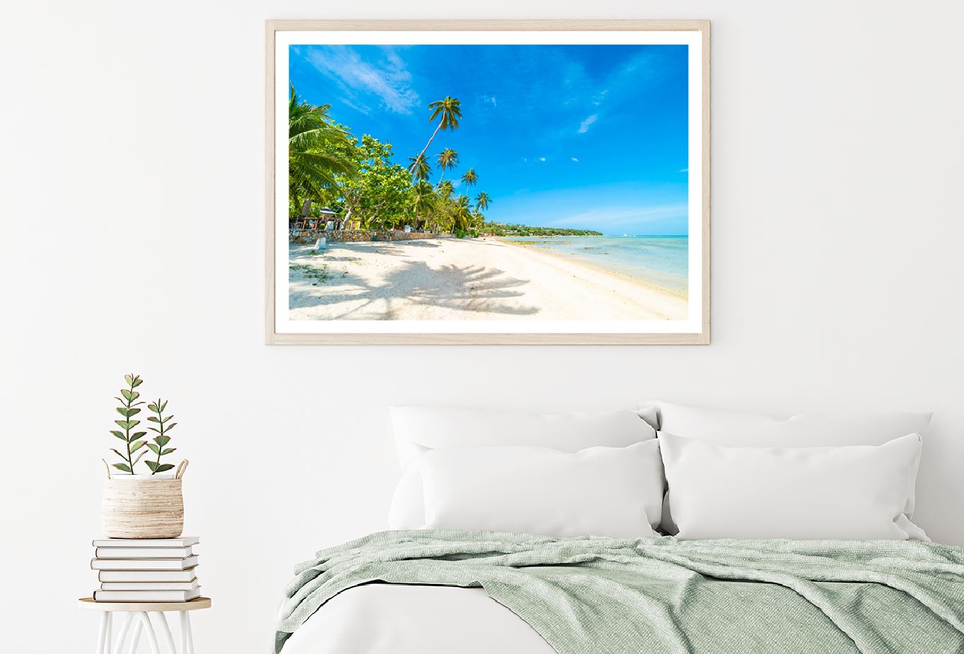 Sandy Sea with Palm Trees View Photograph Home Decor Premium Quality Poster Print Choose Your Sizes