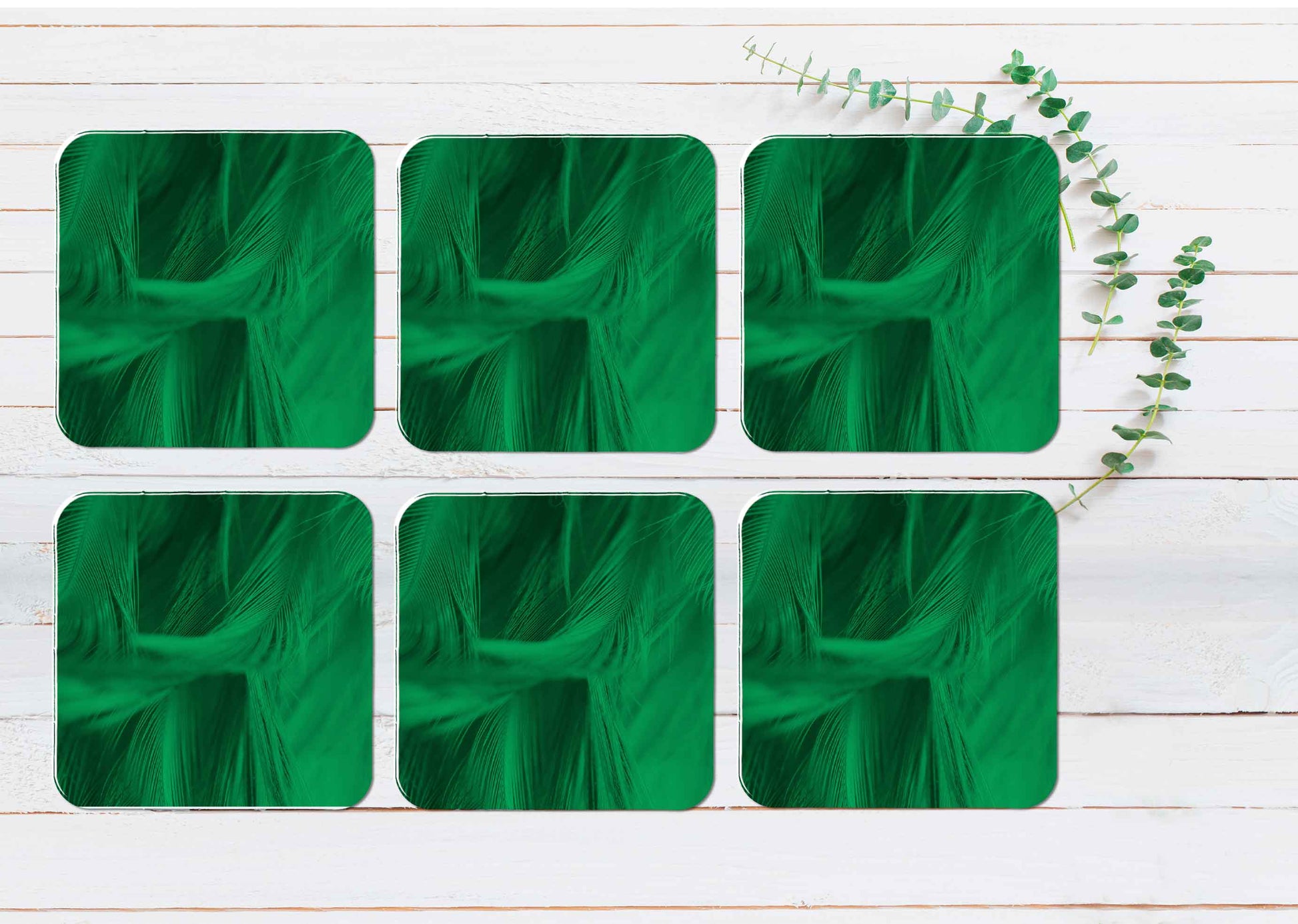 Green Vector Abstract Coasters Wood & Rubber - Set of 6 Coasters