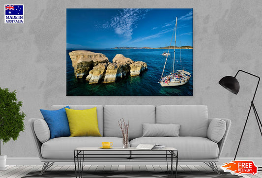 Boats on Sarakiniko Beach Photograph Milos Print 100% Australian Made