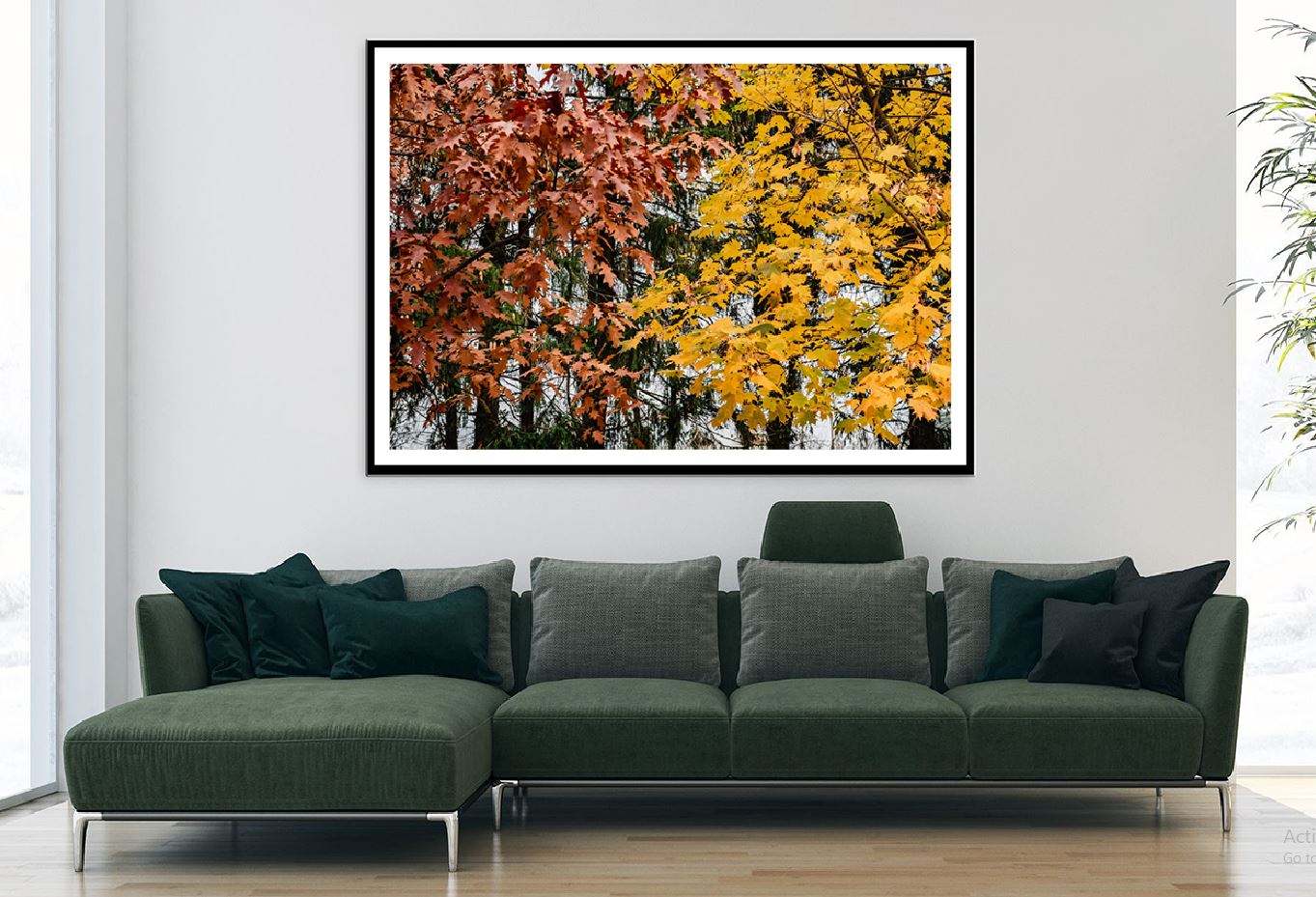 Orange Yellow Autumn Leaves Trees View Photograph Home Decor Premium Quality Poster Print Choose Your Sizes