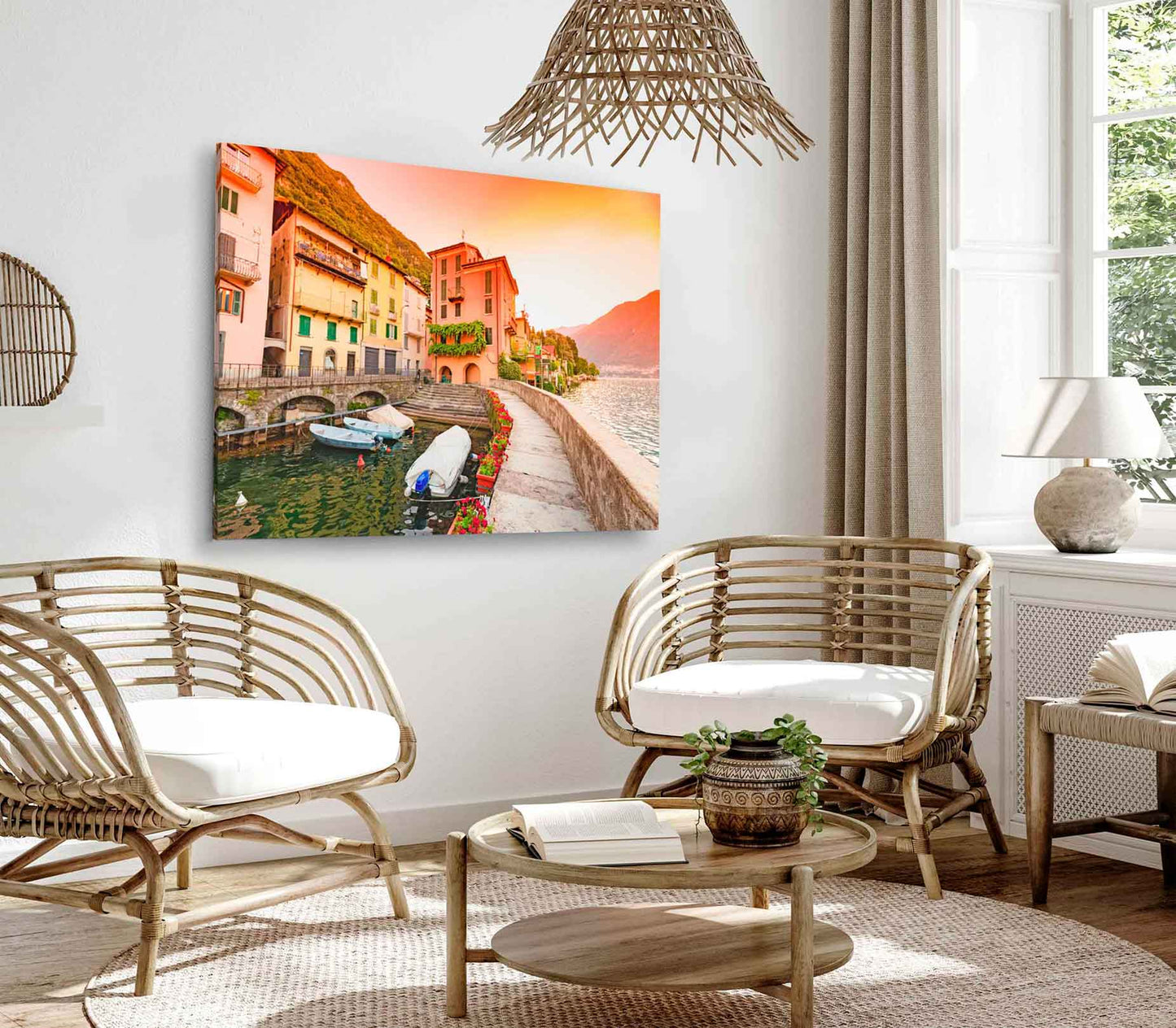 Bella Home Small Italian Town With Epic Sky Print Canvas Ready to hang