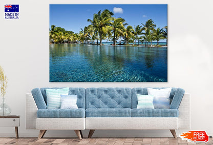 Palm Tree Near Infinity Pool & Sea Photograph Print 100% Australian Made