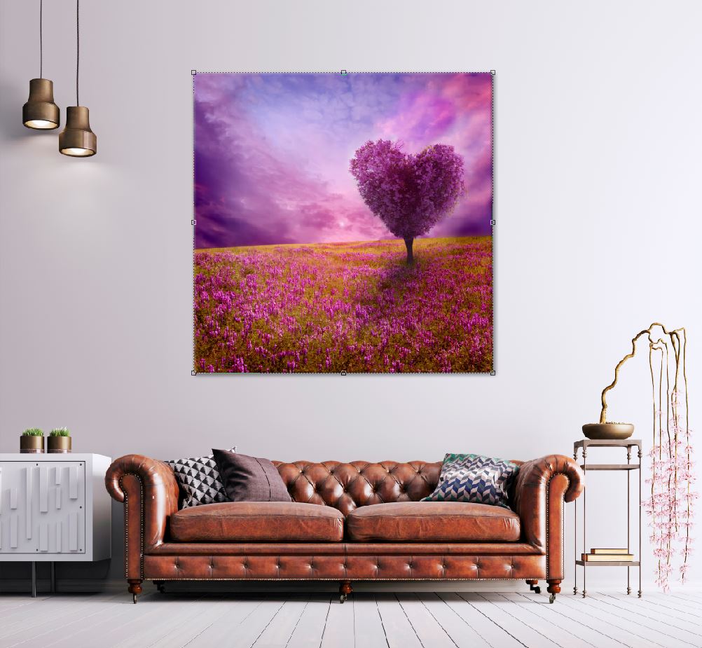Square Canvas Purple Heart Shape Tree View High Quality Print 100% Australian Made