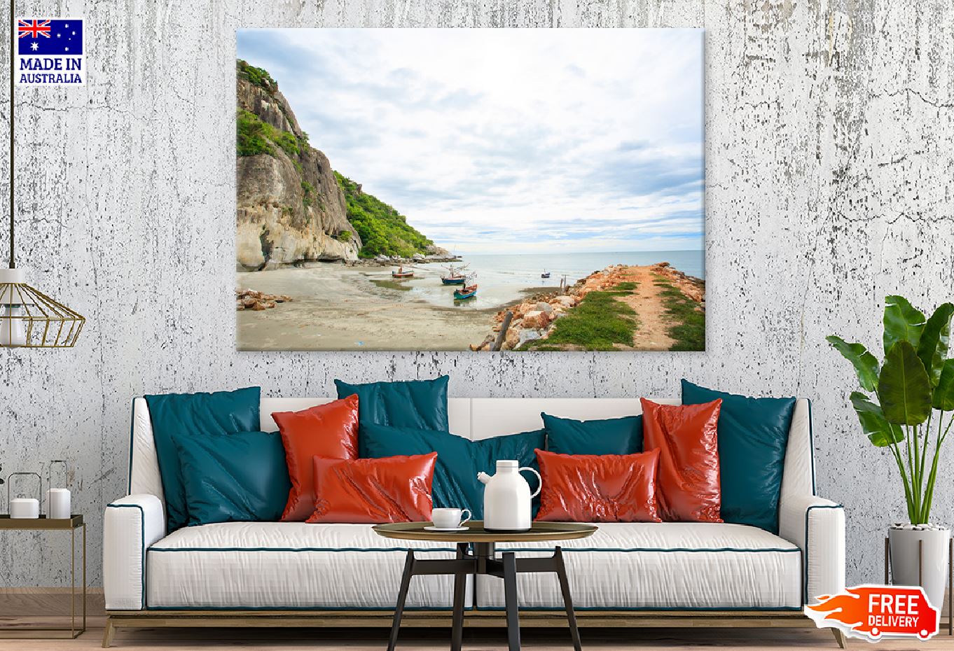 Boats on Southern Beach Photograph Thailand Print 100% Australian Made