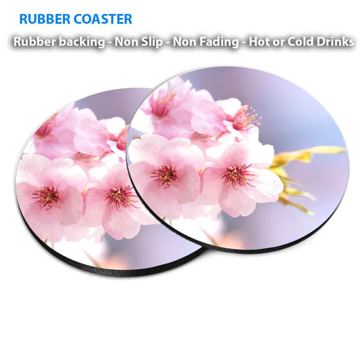 Pink Blossom Trees & Flowers Branch Coasters Wood & Rubber - Set of 6 Coasters