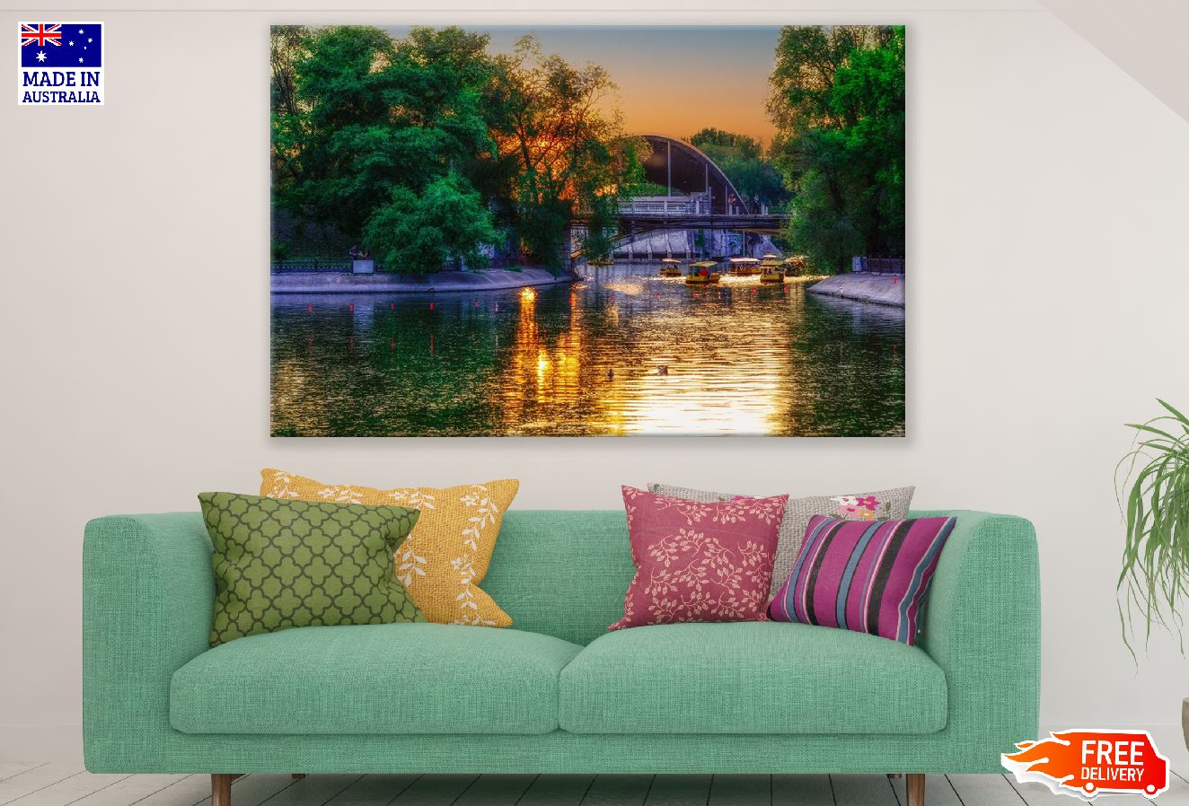 Lake & Arch Bridge Sunset Photograph Print 100% Australian Made