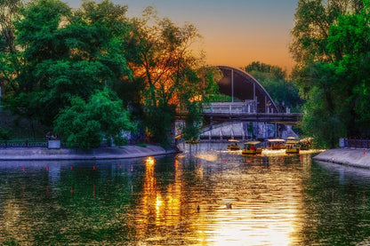 Lake & Arch Bridge Sunset Photograph Print 100% Australian Made
