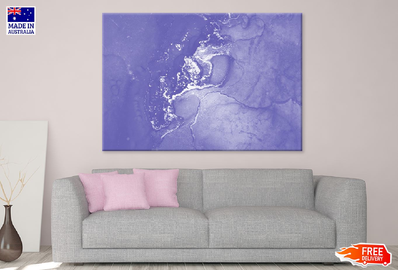 Purple & White Abstract Fluid Design Print 100% Australian Made