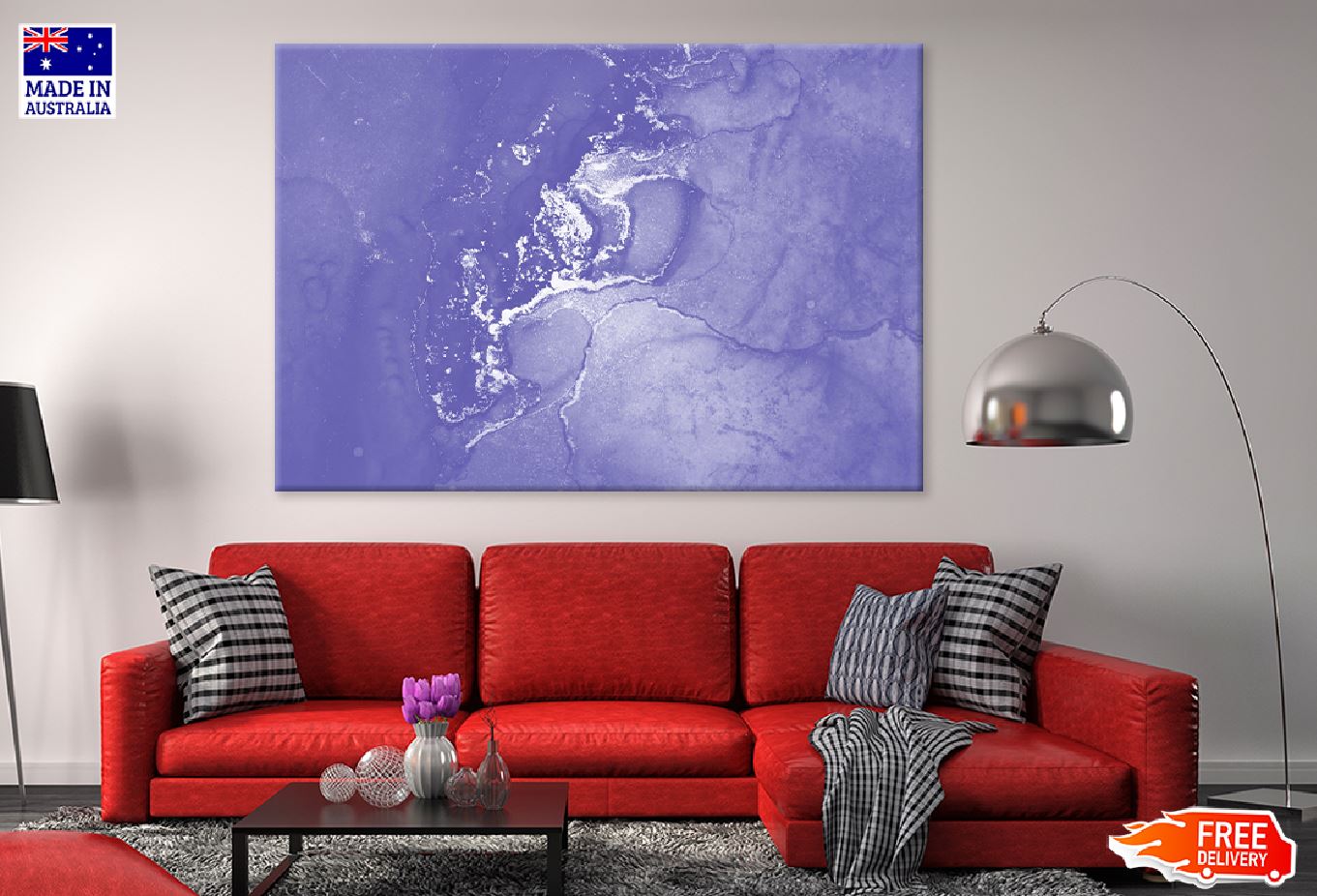 Purple & White Abstract Fluid Design Print 100% Australian Made