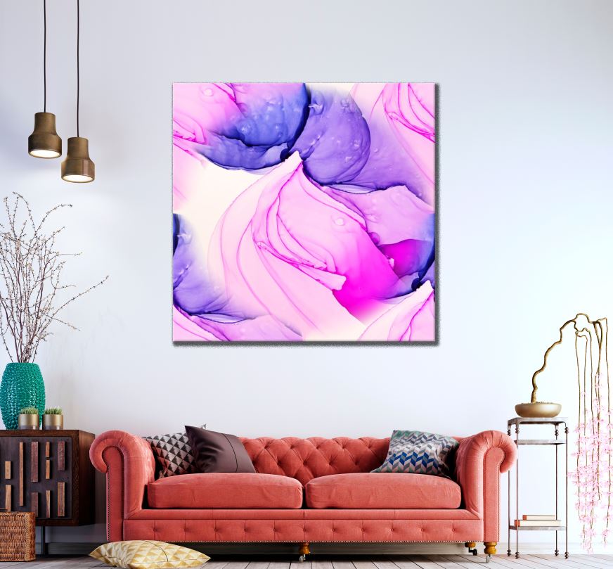 Square Canvas Blue & Pink Abstract Design High Quality Print 100% Australian Made