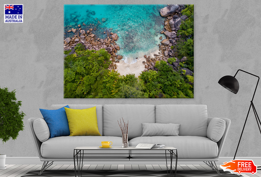Forest & Rocks On Sea Aerial View Print 100% Australian Made