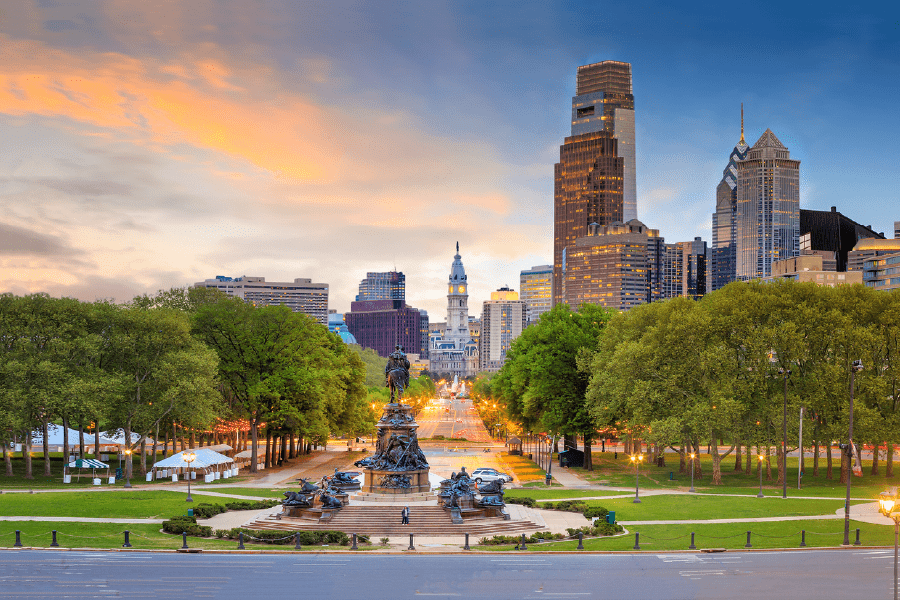 Philadelphia Downtown Skyline at Sunset Photograph USA Print 100% Australian Made