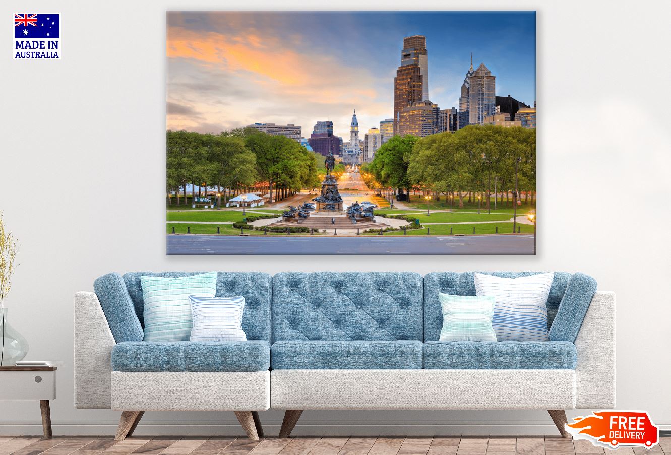 Philadelphia Downtown Skyline at Sunset Photograph USA Print 100% Australian Made