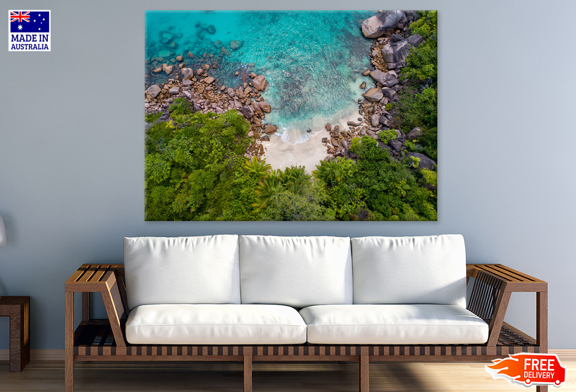 Forest & Rocks On Sea Aerial View Print 100% Australian Made