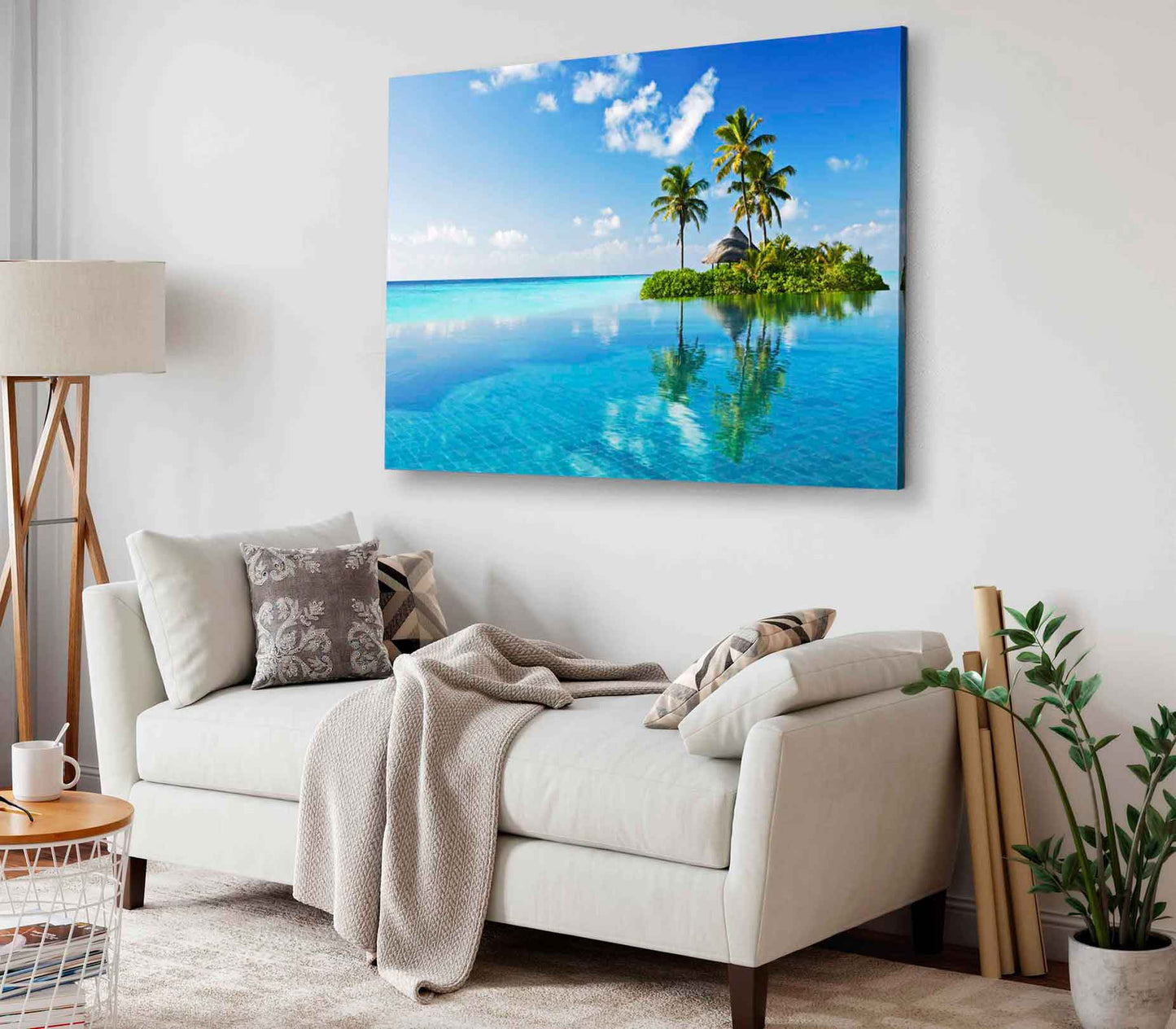 Bella Home Palm Tree Island with Blue Sky Print Canvas Ready to hang