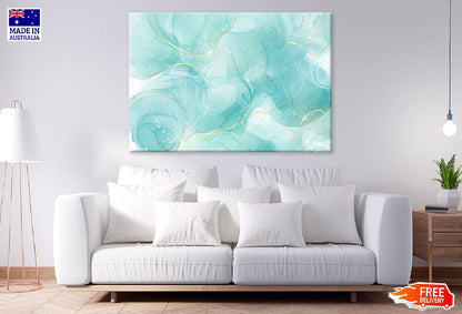 White Green & Gold Abstract Fluid Design Print 100% Australian Made