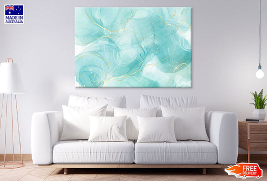 White Green & Gold Abstract Fluid Design Print 100% Australian Made
