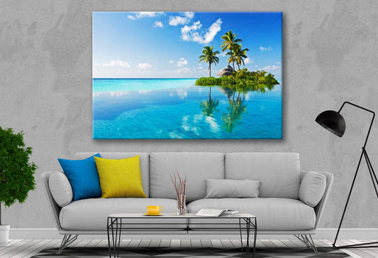 Bella Home Palm Tree Island with Blue Sky Print Canvas Ready to hang