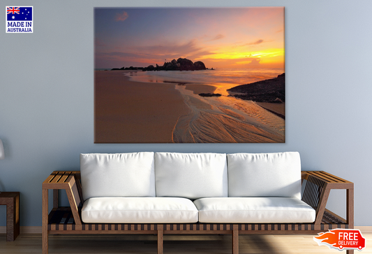 Rocks On Sea Sunset Scenery View Photograph Print 100% Australian Made