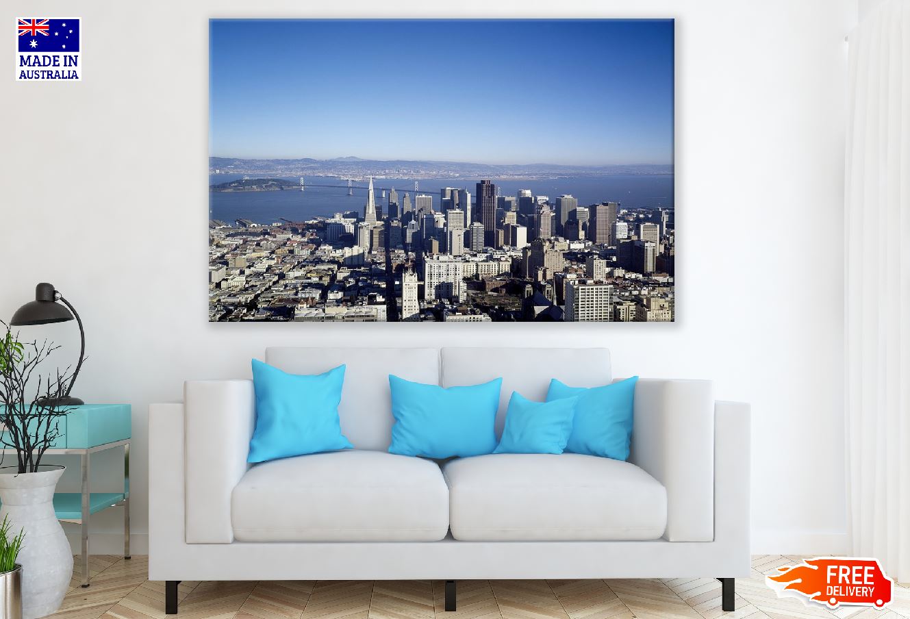 San Francisco City in California Aerial View Photograph Print 100% Australian Made