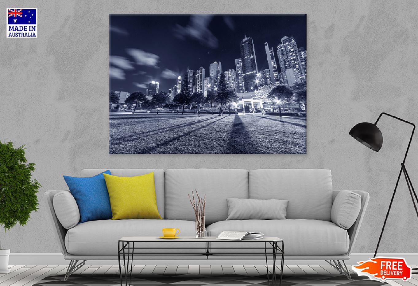 Park in Hong Kong City Night B&W Photograph Print 100% Australian Made