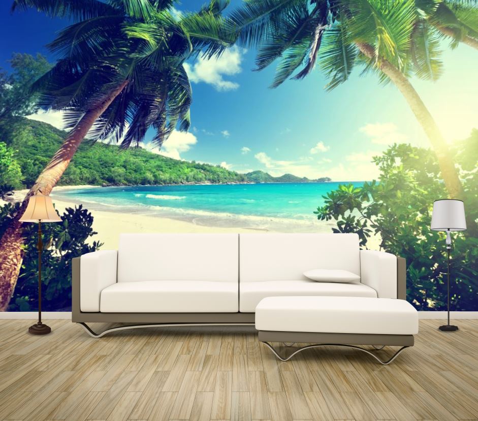 Wallpaper Murals Peel and Stick Removable Beach & Palm Trees High Quality