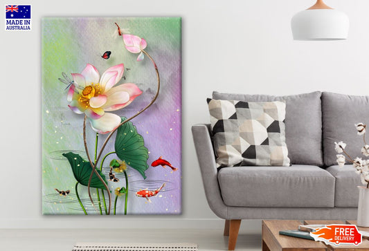 Colorful Flowers & Fish Painting Print 100% Australian Made