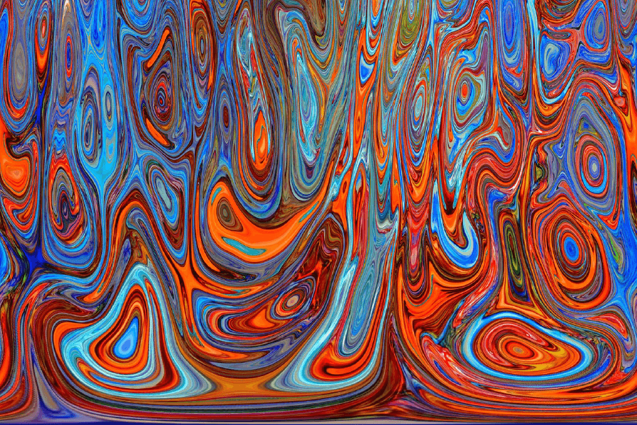 Orange & Blue Pattern Abstract Design Print 100% Australian Made