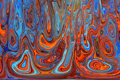 Orange & Blue Pattern Abstract Design Print 100% Australian Made