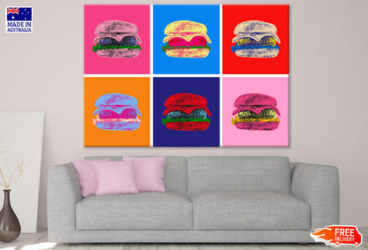 Colorful Burgers Collage Illustration Print 100% Australian Made