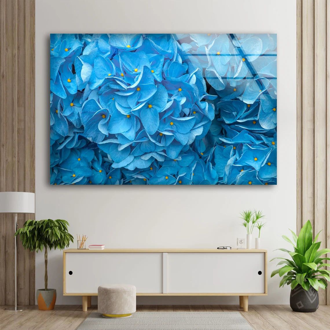 Blue Flowers Photograph Acrylic Glass Print Tempered Glass Wall Art 100% Made in Australia Ready to Hang