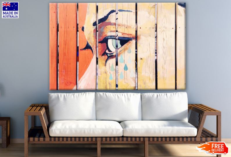 Girl Face on a Wooden Fence Painting Photograph Print 100% Australian Made