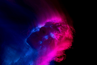 Digital Pink & Blue Human Face Abstract Design Print 100% Australian Made