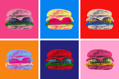 Colorful Burgers Collage Illustration Print 100% Australian Made