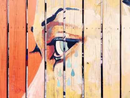 Girl Face on a Wooden Fence Painting Photograph Print 100% Australian Made