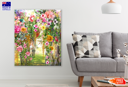 Colourful Flower Garden Watercolour Painting Print 100% Australian Made