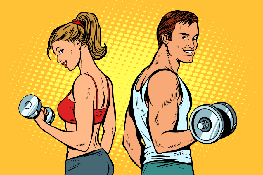 Couple Workout Illustration Print 100% Australian Made