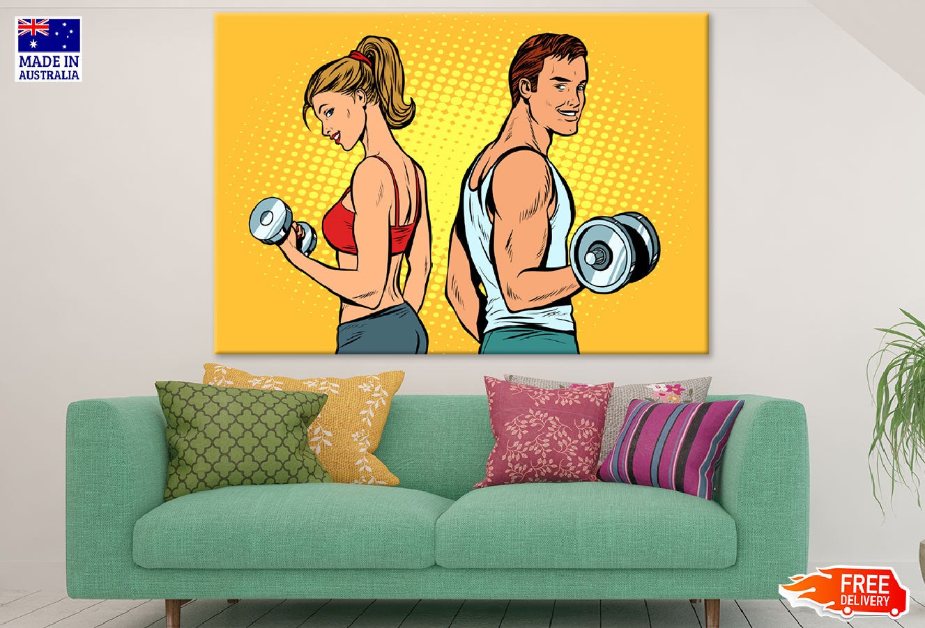 Couple Workout Illustration Print 100% Australian Made