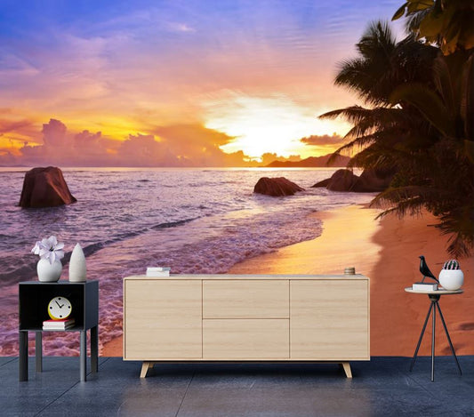 Wallpaper Murals Peel and Stick Removable Beach at Sunset High Quality