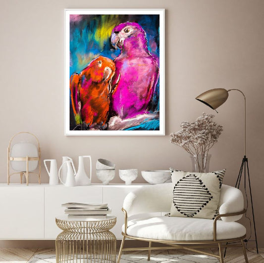 Colorful Birds Oil Painting Home Decor Premium Quality Poster Print Choose Your Sizes