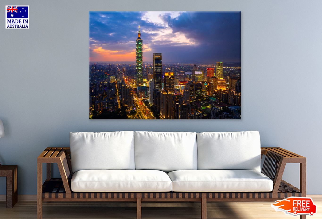 Taiwan City Skyline Sunset View Photograph Print 100% Australian Made