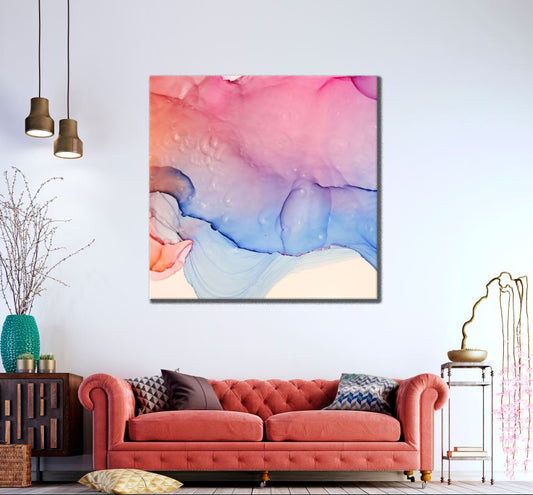 Square Canvas Blue & Pink Abstract Design High Quality Print 100% Australian Made