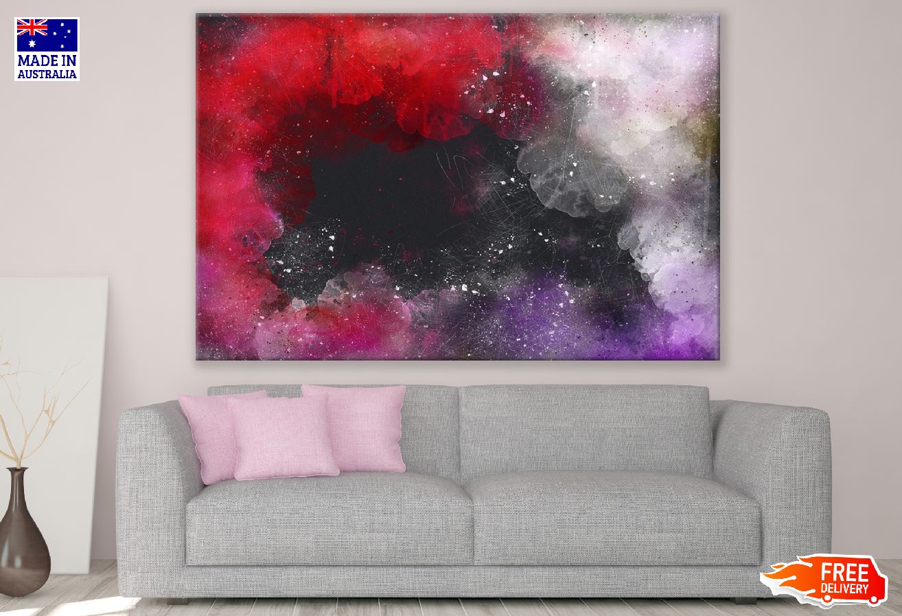 Purple Red & Grey Smoke Abstract Design Print 100% Australian Made