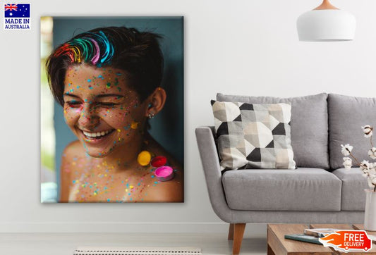 Smiling Girl with Color Dust Photograph Print 100% Australian Made