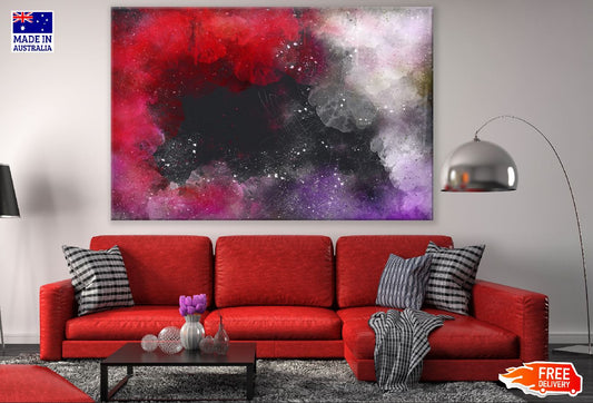 Purple Red & Grey Smoke Abstract Design Print 100% Australian Made