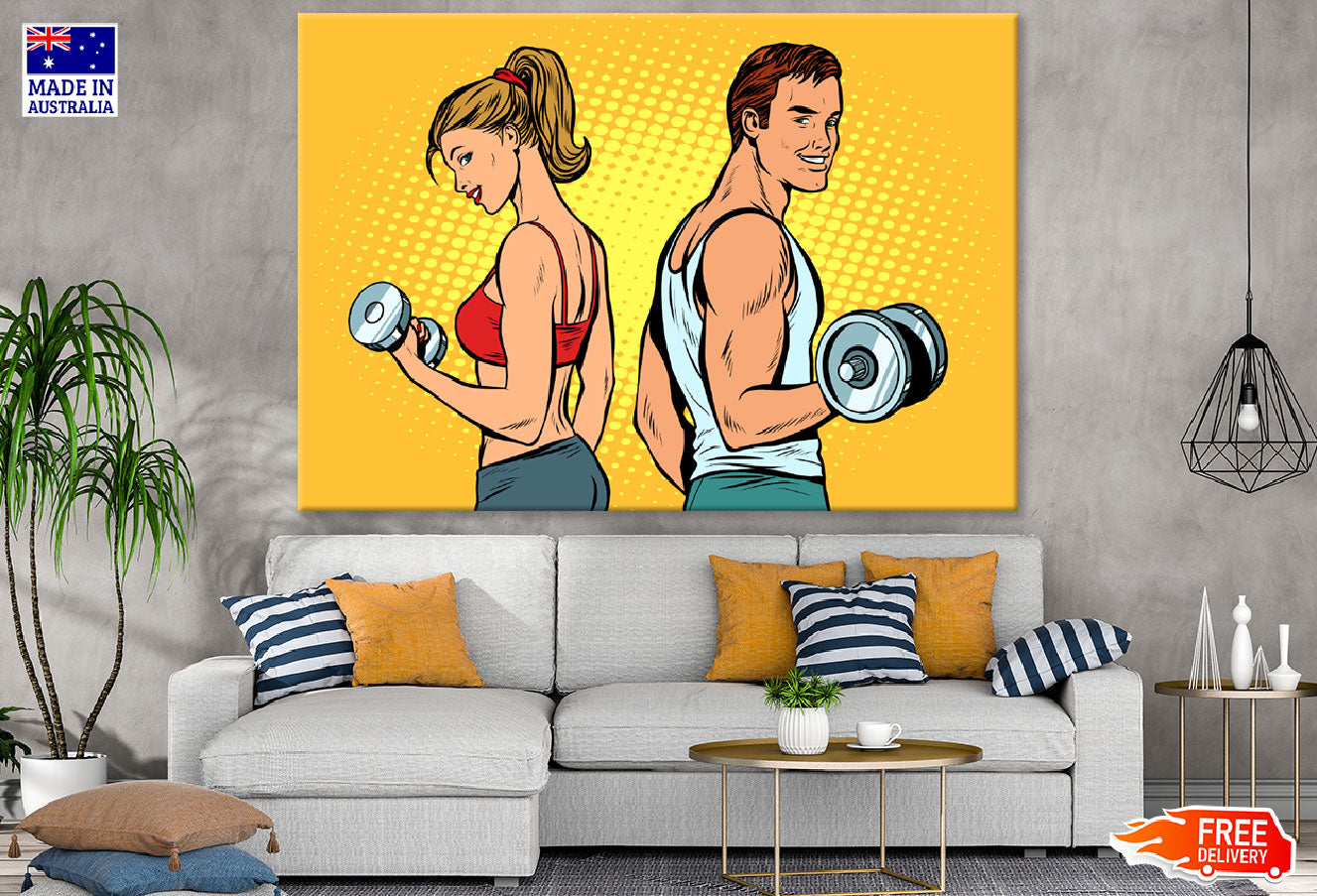 Couple Workout Illustration Print 100% Australian Made