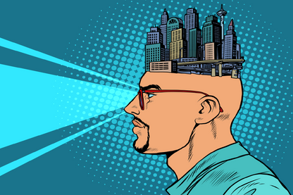 City on Man's Head Vector Art Illustration Print 100% Australian Made