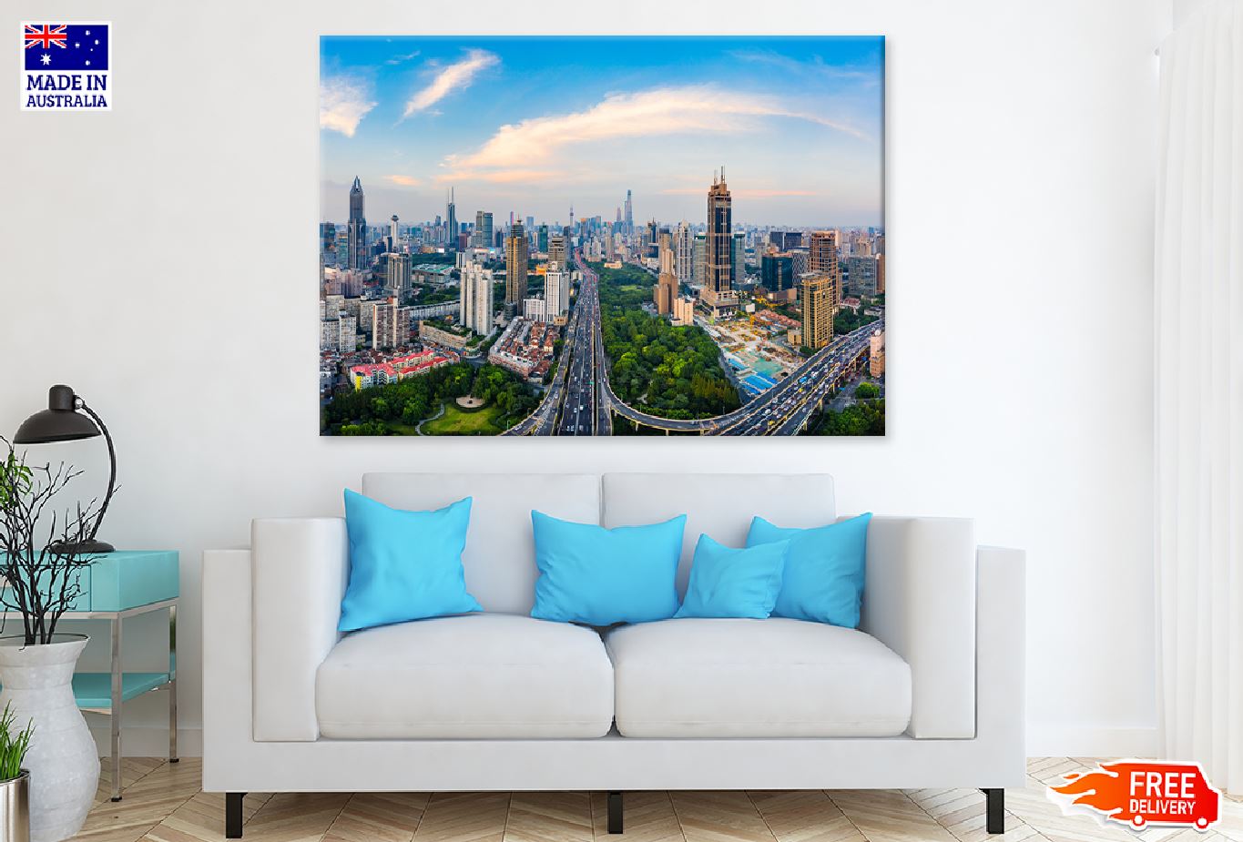 Shanghai Skyline View Photograph in China Print 100% Australian Made