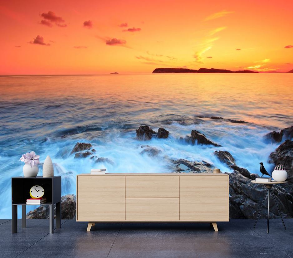 Wallpaper Murals Peel and Stick Removable Stunning Beach at Sunset Photograph High Quality