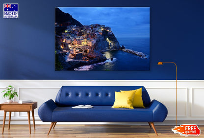 Town of Manarola at Cinque Terre, Italy Night View Print 100% Australian Made